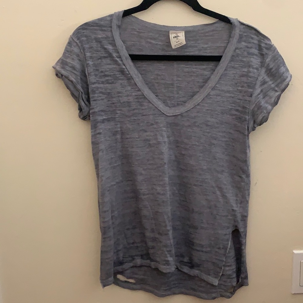 Free People Distressed Tee, washed grey, Size XS